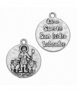 5 MEDALLAS Dame suerte San Isidro Labrador PLATA ANTIGUA 28x20mm