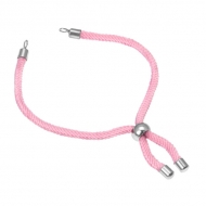 Pulsera semiacabada cordn rosa ajustable y acero 3mm