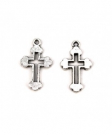 5 COLGANTES CRUZ PLATA ANTIGUA 25x15mm