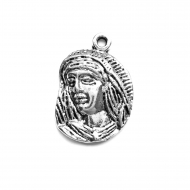 5 COLGANTES MARA PLATA ANTIGUA 23x16mm