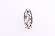 10 ABALORIOS VIRGEN DE LOURDES PLATA ANTIGUA 13x6mm
