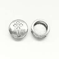 5 ABALORIOS PASO PLANO CRUZ DE SANTIAGO PLATA ANTIGUA 14x14mm