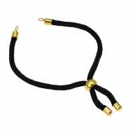 Pulsera semiacabada cordn negro ajustable y acero dorado 3mm