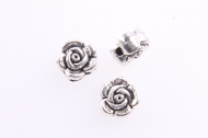 10 ABALORIOS FLOR PLATA ANTIGUA 7mm