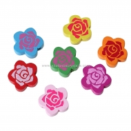 5 FLORES DE MADERA MIX DE COLORES 20x19mm