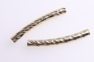 5 TUBOS CURVOS LABRADOS COLOR DORADO CLARO 34x4mm
