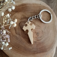 Llavero Cruz Santiago Madera Natural