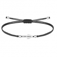 Pulsera de polister encerado con flecha, Buen Camino, Acero Plateado