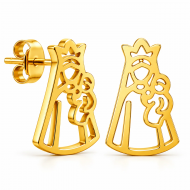 Pendientes con silueta Virgen del Carmen, Acero Dorado