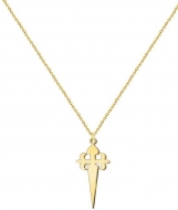 Colgante con cadena Cruz de Santiago, Acero Dorado