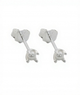 Pendientes mini perla con garras en Plata 925  3.3 mm