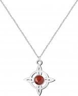 Colgante Nudo de Bruja Acero Plateado con Jaspe rojo