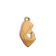 1 Colgante Virgen Nia Silueta acero inoxidable dorado 18x9mm