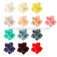 LOTE CABUCHONES FLOR RESINA BASE PLANA 16x16x8mm 13 COLORES