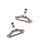 10 COLGANTES PERCHA PLATA ANTIGUA 23x17mm