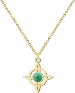 Colgante Nudo de Bruja Acero Dorado con Aventurina Verde