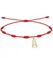 Pulsera de los 7 Nudos roja con silueta de Fallera, Acero Plateado