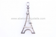10 COLGANTES TORRE EIFFEL ESTRELLAS PLATA ANTIGUA 29x13mm