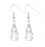 Pendientes imagen silueta 2, Virgen del Pilar, Acero plateado