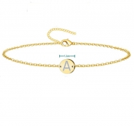Pulsera medalla de Acero dorado con Inicial a escoger
