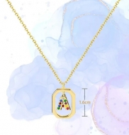 Gargantilla de Acero Dorado con inicial a escoger y strass de colores