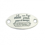 CONECTOR Amigas...Hermanas PLATA ANTIGUA 38x20mm