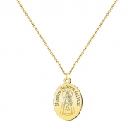 Colgante con cadena y medalla Virgen del Pino, Acero Dorado