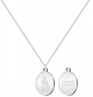 Colgante y cadena San Isidro Labrador, texto, Acero Plateado