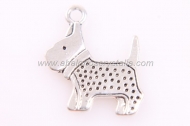 5 COLGANTES PERRO PLATA ANTIGUA 19.5x22x1.8mm