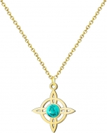 Colgante Nudo de Bruja Acero Dorado con Turquesa