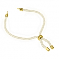 Pulsera semiacabada cordn crema vainilla ajustable y acero dorado 3mm