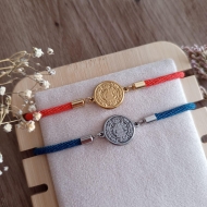 Pulsera Medalla de San Benito de Acero (Plateado o Dorado)