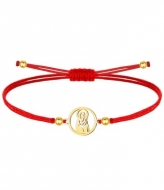 Pulsera polister encerado rojo y Virgen de la Valvanera, Acero Dorado