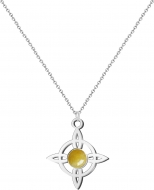 Colgante Nudo de Bruja Acero Plateado con Jade Amarillo