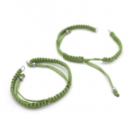 PULSERA SEMIACABADA AJUSTABLE MACRAM 5.8mm VERDE OLIVA