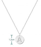 Gargantilla de Acero Plateado con medalla e inicial a escoger