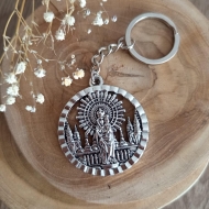 Llavero Virgen del Pilar y Bas�lica plata antigua