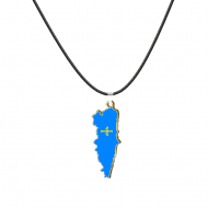 Colgante con cordn Mapa Asturias y Cruz de la Victoria lacado
