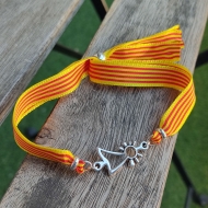 Pulsera virgen del pilar bandera de aragn con conector silueta