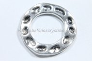 5 CONECTORES ANILLA PLATA ANTIGUA 24x24x1.7mm