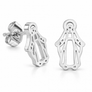 Pendientes con silueta Virgen de La Milagrosa, Acero plateado