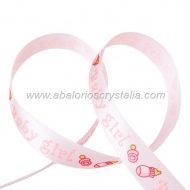 1 METRO DE CINTA DE RASO ROSA ESTAMPADO BABY-GIRL 15mm