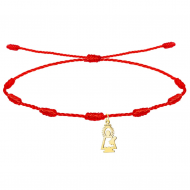 Pulsera 7 nudos roja e imagen silueta 2, Virgen del Pilar, Acero Dorado