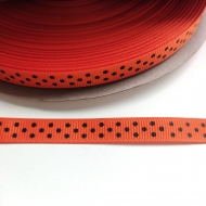 1 metro de cinta naranja con lunares negros 10mm