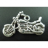5 COLGANTES MOTO PLATA ANTIGUA 24x14mm