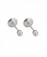 Pendientes beb mini perla en Plata 925  3 mm