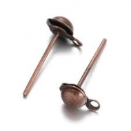 26 PENDIENTES PALILLO COBRE CON BOLA TAPANUDOS Y ANILLA 14x5mm+ TRASERAS DE SILICONA