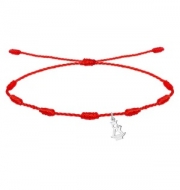 Pulsera 7 nudos roja con Virgen del Remedio, Acero Plateado