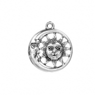 5 COLGANTES SOL LUNA PLATA ANTIGUA 29x25mm