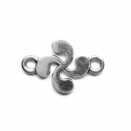 10 Conectores smbolo Lauburu Vasco plata antigua16x12mm